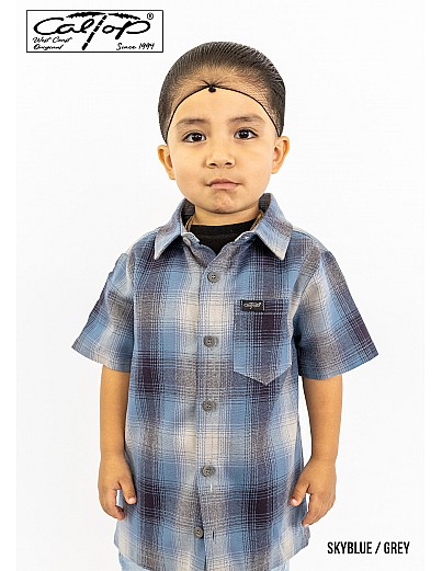 KS001 S/S PLAID : SKYBLUE-GREY